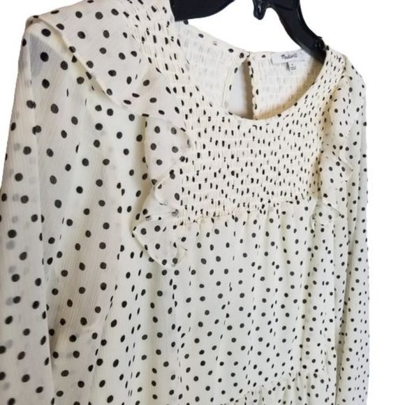Madewell Womens S Ivory Inkbrush Polka Dots Smocke - Picture 6 of 11